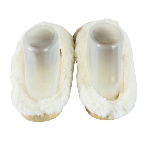 Womens Clog Slippers Knit Faux Fur Lined Slip On Beige Ivory Size 38/39 US 6/7 - Picture 3 of 5